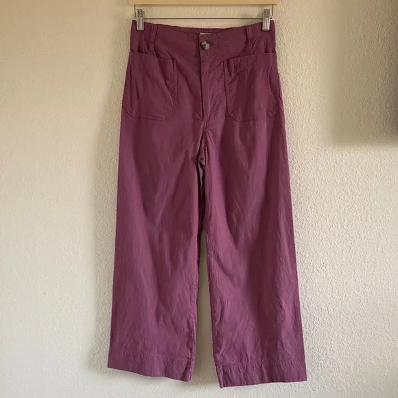 Anthropologie Maeve The Colette Wide Leg Crop Pants Mauve 27 - Picture 3 of 7